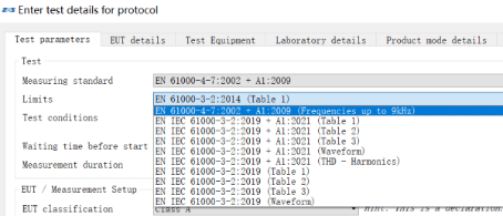 EMC电磁兼容谐波测试限值标准