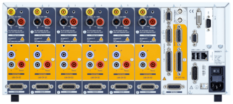 6 个 S 通道的LMG671功率分析仪的后面板