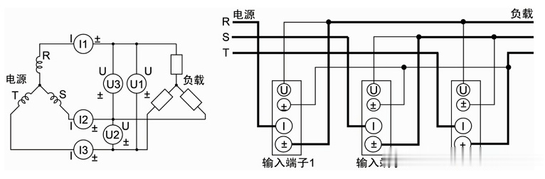 三相功率分析仪3V3A接线方式